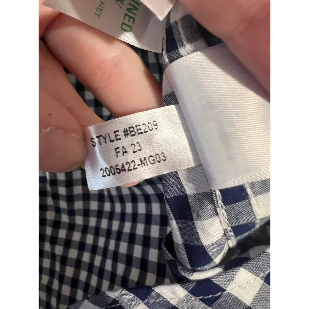 NWT J. Crew Men's FLAW Slim Untucked Flex Button Down Shirt Gingham Blue White L